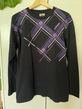 Vintage Men Adidas Black Long Sleeves T-Shirt Size Medium